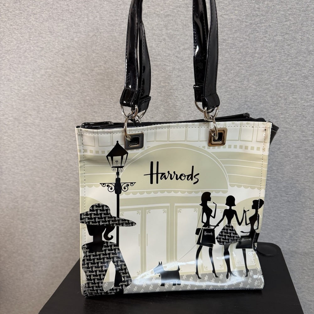Harrods London PVC Tote Bag Knightsbridge Storefront Silhouette Shopping Purse